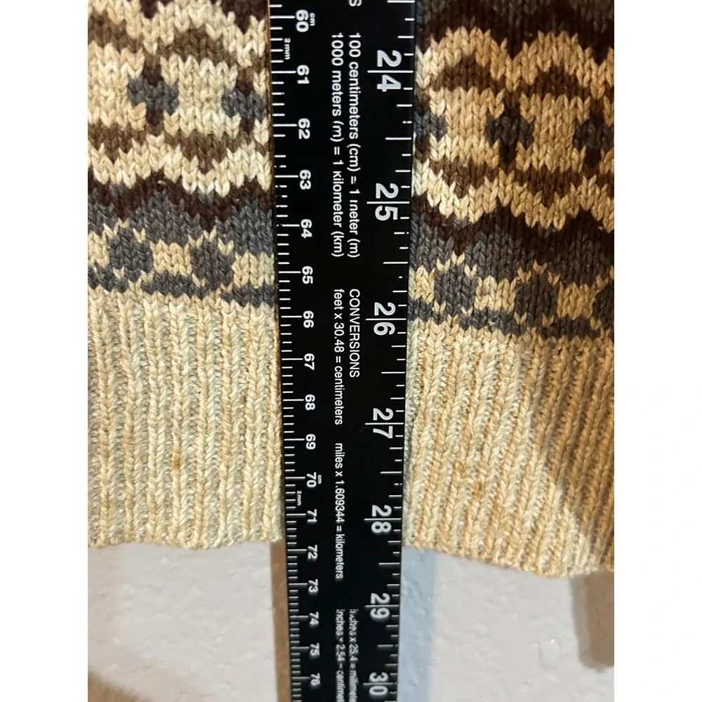 St Johns Bay Mens XL Silk Cotton Fair‎ Isle Crewneck Sweater Tan Brown Vintage